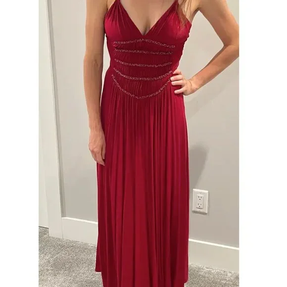 BCBG MAXAZRIA Floor Length Gown - Burgundy - Size XS - Like New